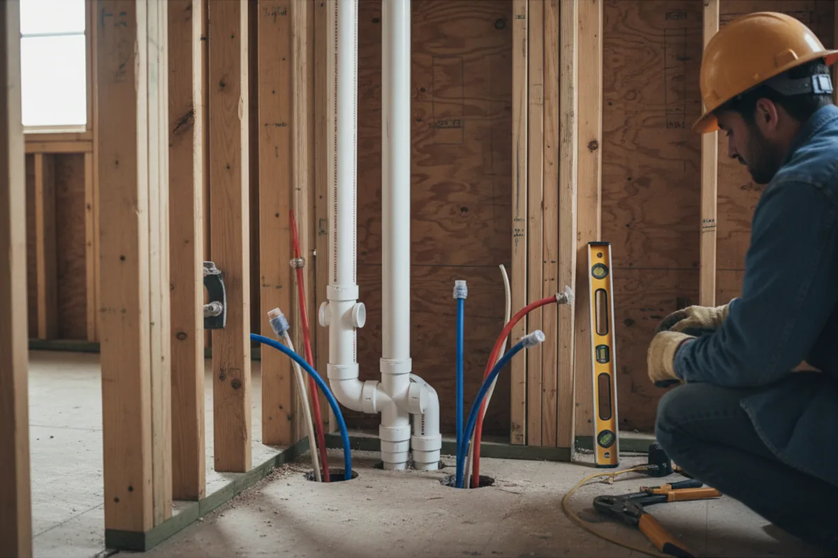 Drain and supply rough-in during Sump Pump Repair in Glenpool