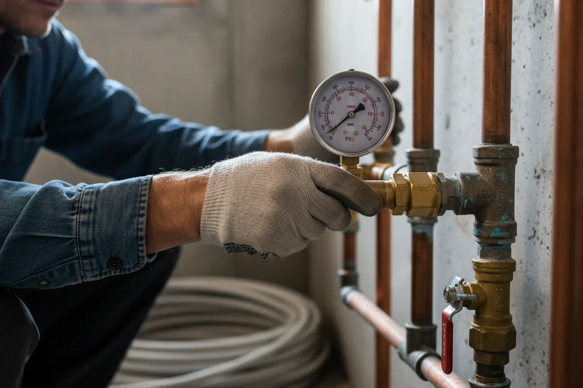 Pressure testing a repaired line during Water Line Repair in Glenpool